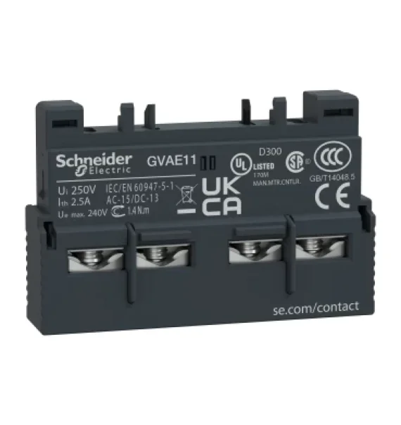 Schneider Electric GVAE11 auxiliary contact block, 1 NO + 1 NC