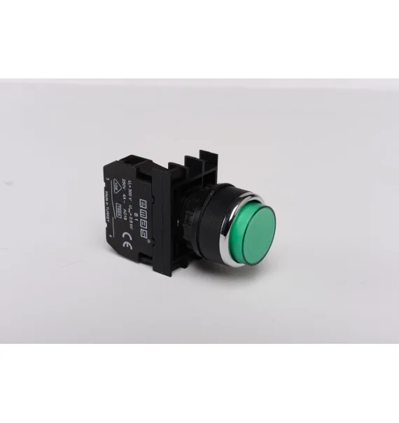 Emas B Series Plastic 1NC Spring Release Green 22mm Button — B200HY