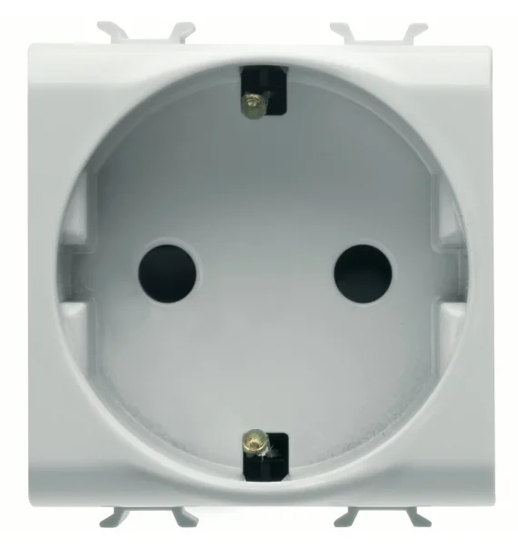 Gewiss GW10241AB – Alman standard rozetka, 2P+E, 16A, 250V AC, 2 modul, Glossy White, antibakterial, Chorusmart