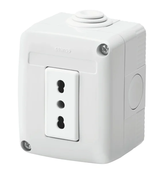 Gewiss 27 COMBI GW27811 — розетка итальянского стандарта 2P+E, 16А, двойной ток, IP40