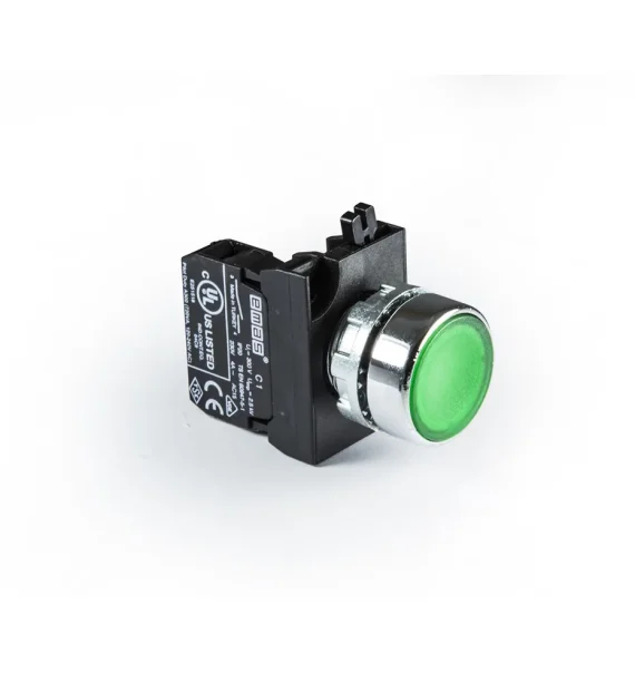 Кнопка Emas CM Series Metal 1NO Spring Plain Green 22mm — CM100DY