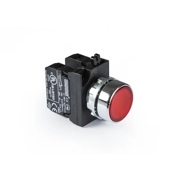 Emas CM Series Metal 2NC Spring Flat Red 22mm Button — CM202DK