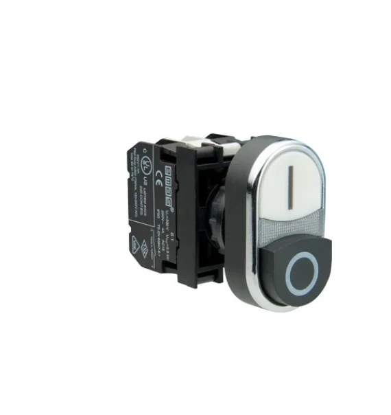 Emas B Series Plastic Ba9S Push Button 1NO+1NC Double 1 Out Black-White 22mm Push Button — B132K21HB