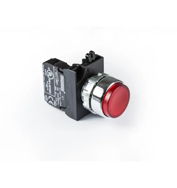Emas CM Series Metal 1NO Spring Release Red 22mm Button — CM100HK