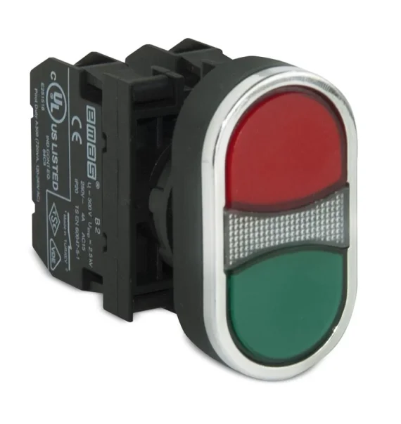 Gold B Series Plastic Trigger 1NO+1NC Paired Large Straight Red-Green 22 mm Bouton — B102B20KY