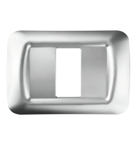 Gewiss GW22651 – Top System çərçivə, 1 modul, texnopolimer, parlaq Soft Chrome, System seriyası