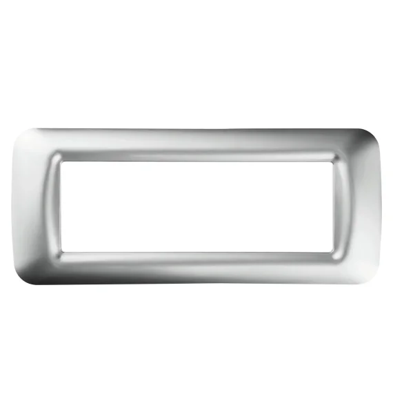 Gewiss GW22656 – Top System frame, 6 modules, technopolymer, shiny Soft Chrome, System series