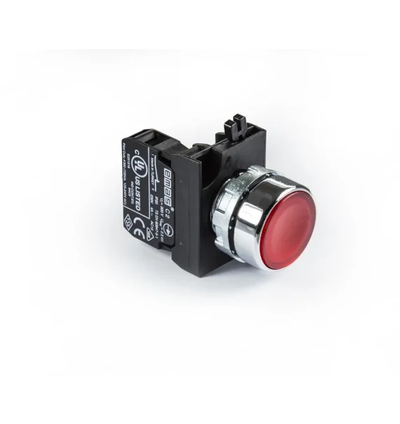 Emas CM Series Metal 1NC Spring Flat Red 22mm Button — CM200DK