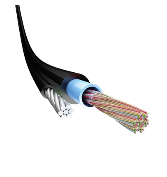 (OKT-T) Steel cable (TI), central module, hydrophobe gel filled, PE coated suspension fiber optic cable