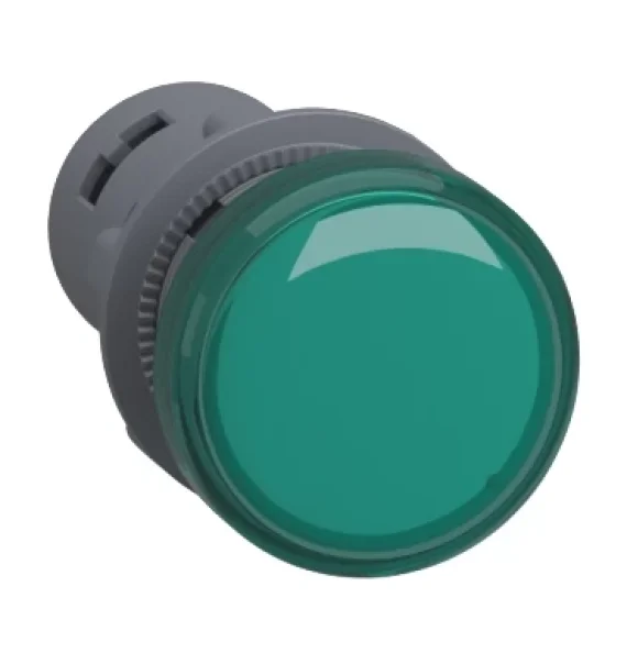 Schneider Electric XA2EVM3LC pilot light, round, green, Ø22, integrated LED, 220V AC, screw terminal