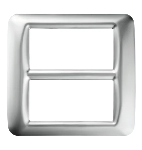 Gewiss GW22657 – Top System frame, 8 modules (4+4 stacked), technopolymer, shiny Soft Chrome, System series