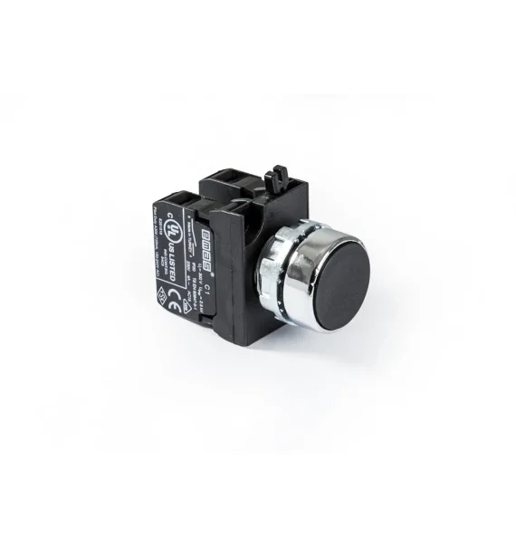 Emas CM Series Metal 2NO Spring Flat Black 22mm Button — CM101DH