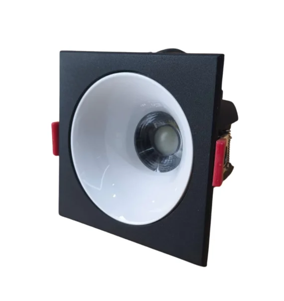 Delux ROMA 25B square spot light (85×85 mm, black + white, 12W 6500K)