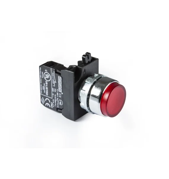 Emas CM Series Metal 1NC Spring Release Red 22mm Button — CM200HK