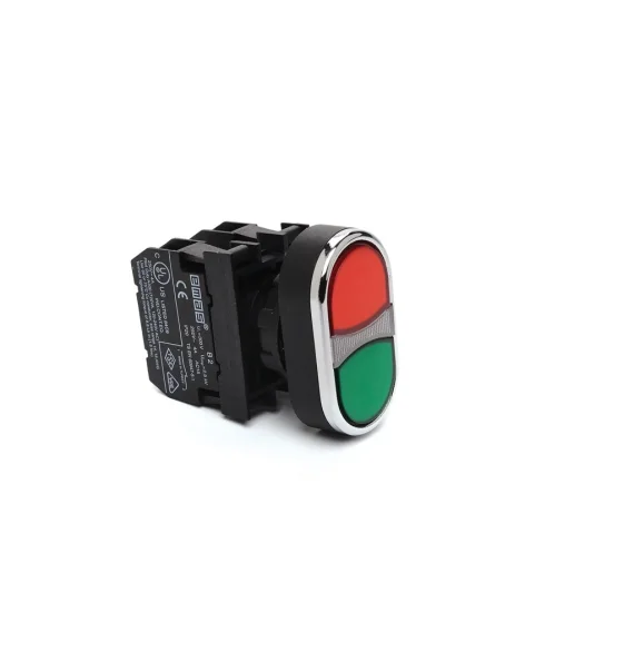 Emas B Series Plastic Double Straight Red-Green 1NO+1NC 22mm Push Button — B102K20KY
