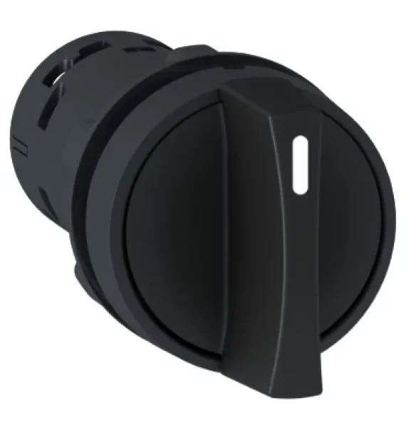Schneider Electric XB7ND21 plastic selector switch, black, Ø22, fixed position, 2-position, 1NO contact