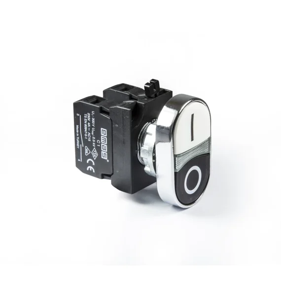 Emas CM Series Metal 1NO-1NC Double Straight Black-White 22mm Push Button — CM102K20HB
