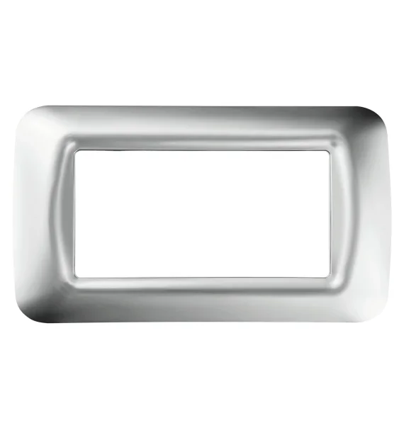 Gewiss GW22654 – Top System frame, 4 modules, technopolymer, shiny Soft Chrome, System series