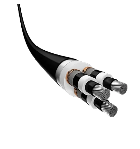 (NA2XSEB2Y) XLPE insulated, steel tape armoured, polyethylene (PE) sheathed three core high voltage cable with aluminum conductor