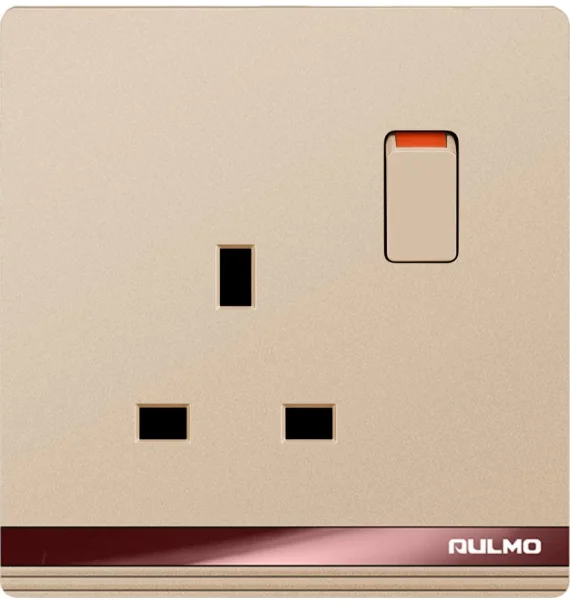 Aulmo 1-module circuit breaker + 13A socket (without neon) – L50 series L5098 (White / Gray / Gold)