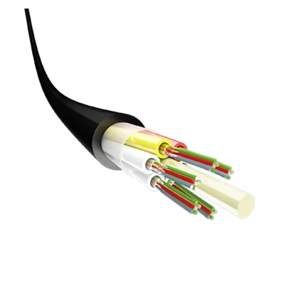 (OKT) LSZH jacketed fiber optic cable with central module, aramid or glass strand, hydrophobic gel filled