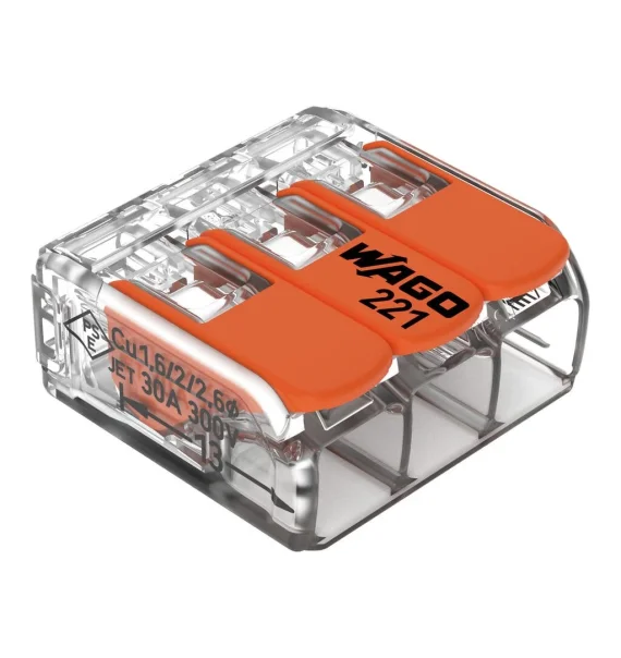 WAGO 221-613 Lever Cable Connector – 3 Core, 6 mm²