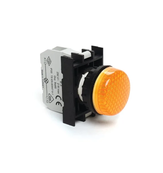 Emas B Series Plastic LED 12-30V AC/DC Yellow 22mm Signal Lamp